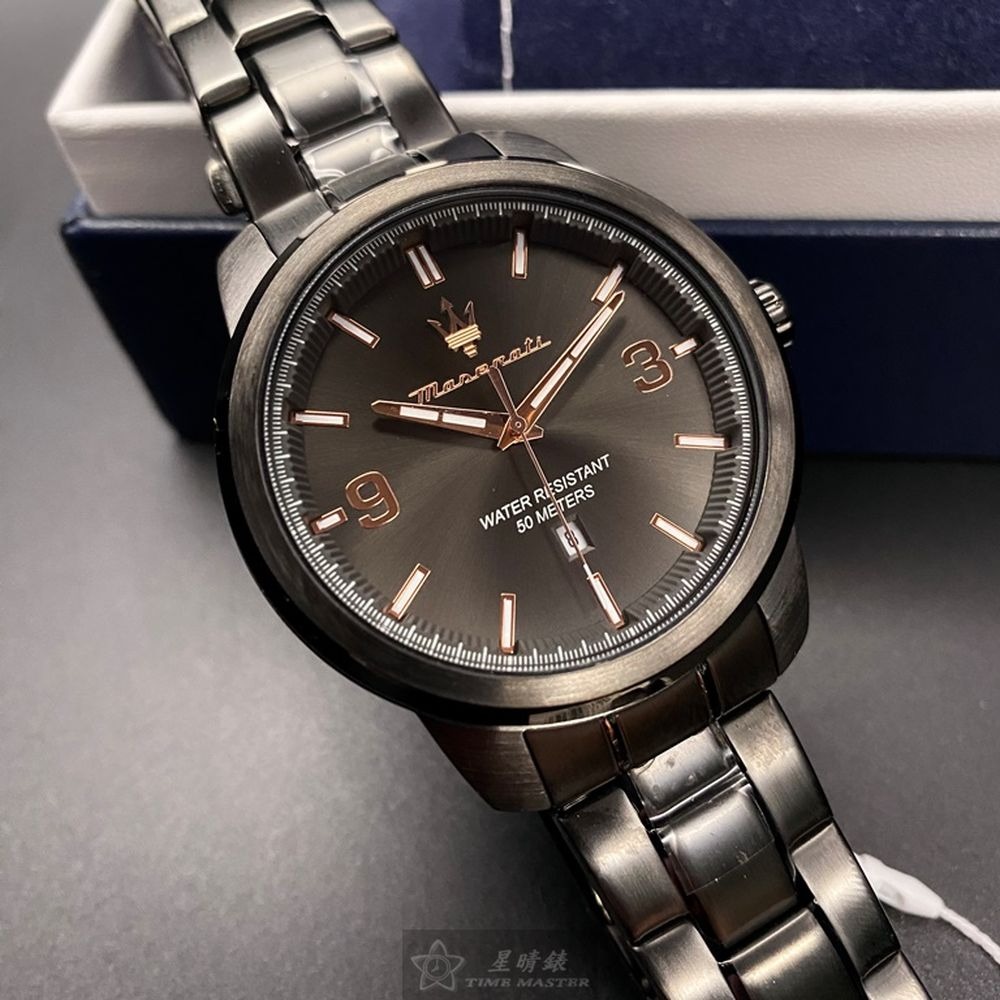 MASERATI手錶,編號R8853121008,44mm黑錶殼,深黑色錶帶款◉20A004
